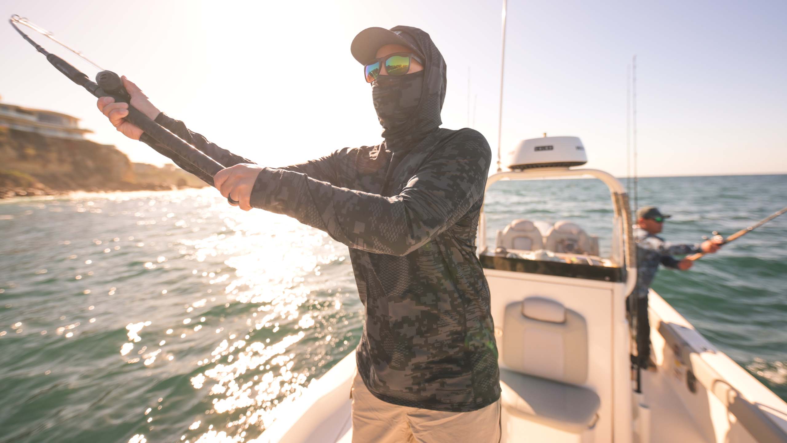 Fishing Clothes Men Hooded Fishing Shirt with Mask UPF50+ UV Neck