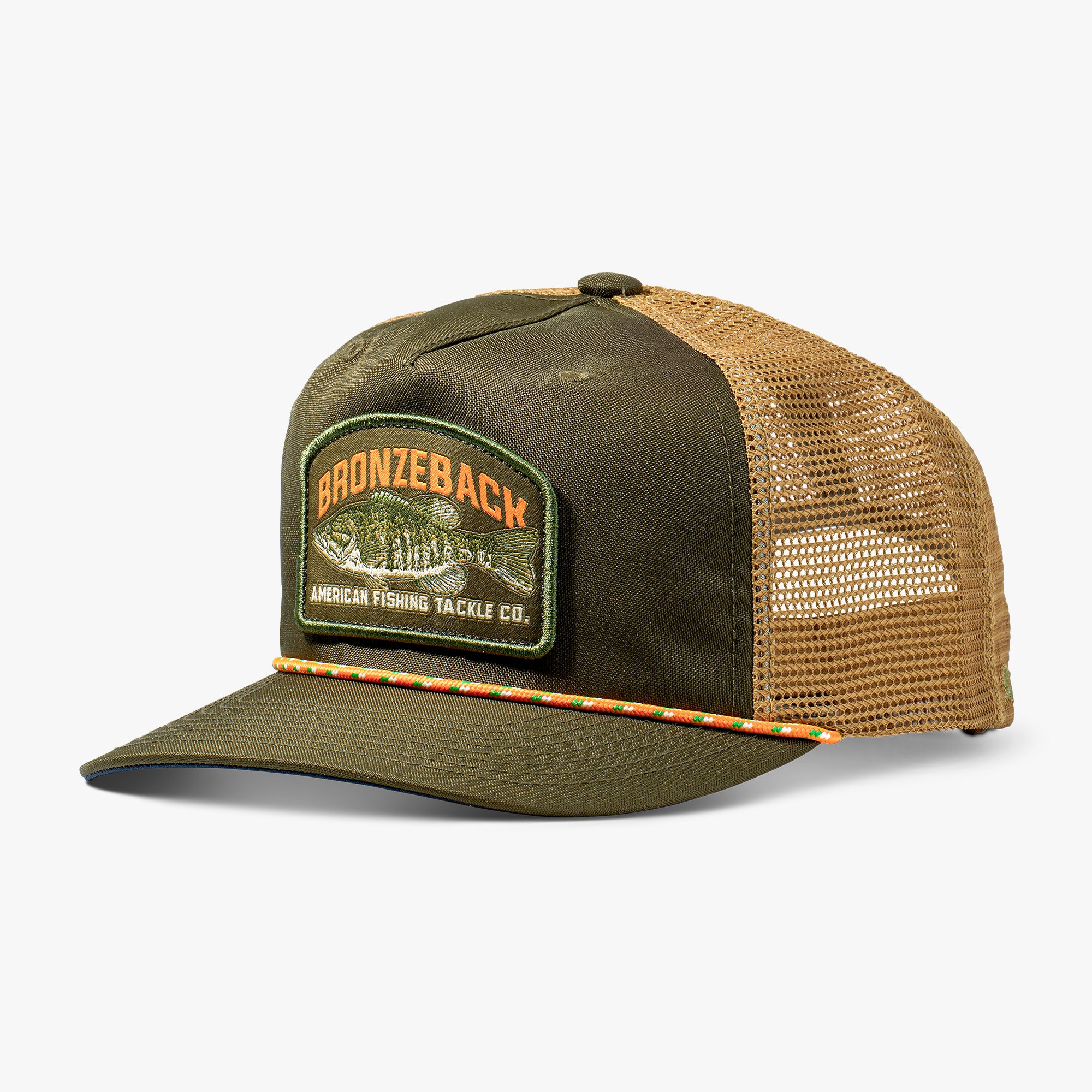cane pole fishing resting tree bank hat AFTCO Bronzeback Trucker Hat Olive
