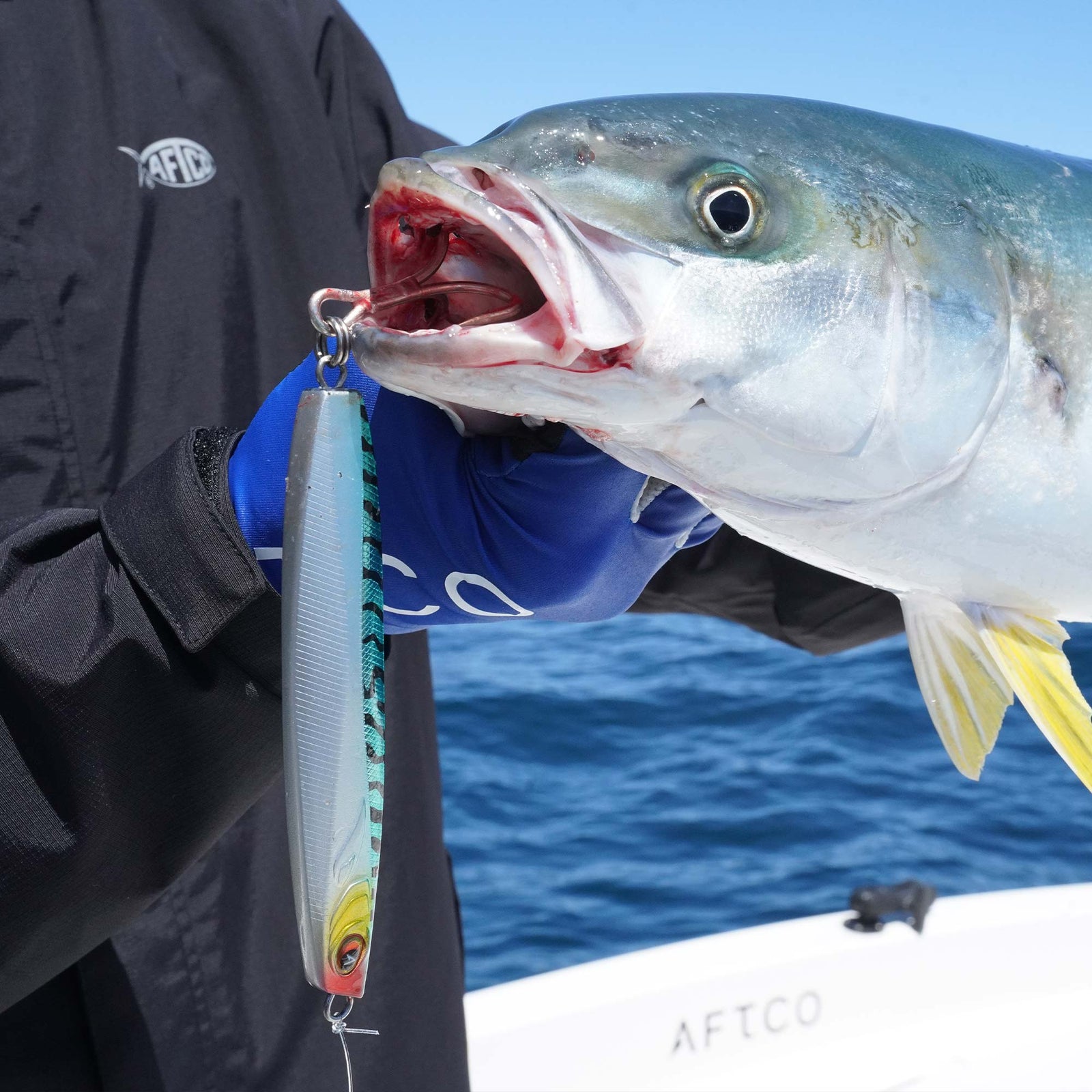 aftco fishing lures Blue Fever Jerkbait no need to swap out the rings or the hook. AFTCO jumps into hard baits