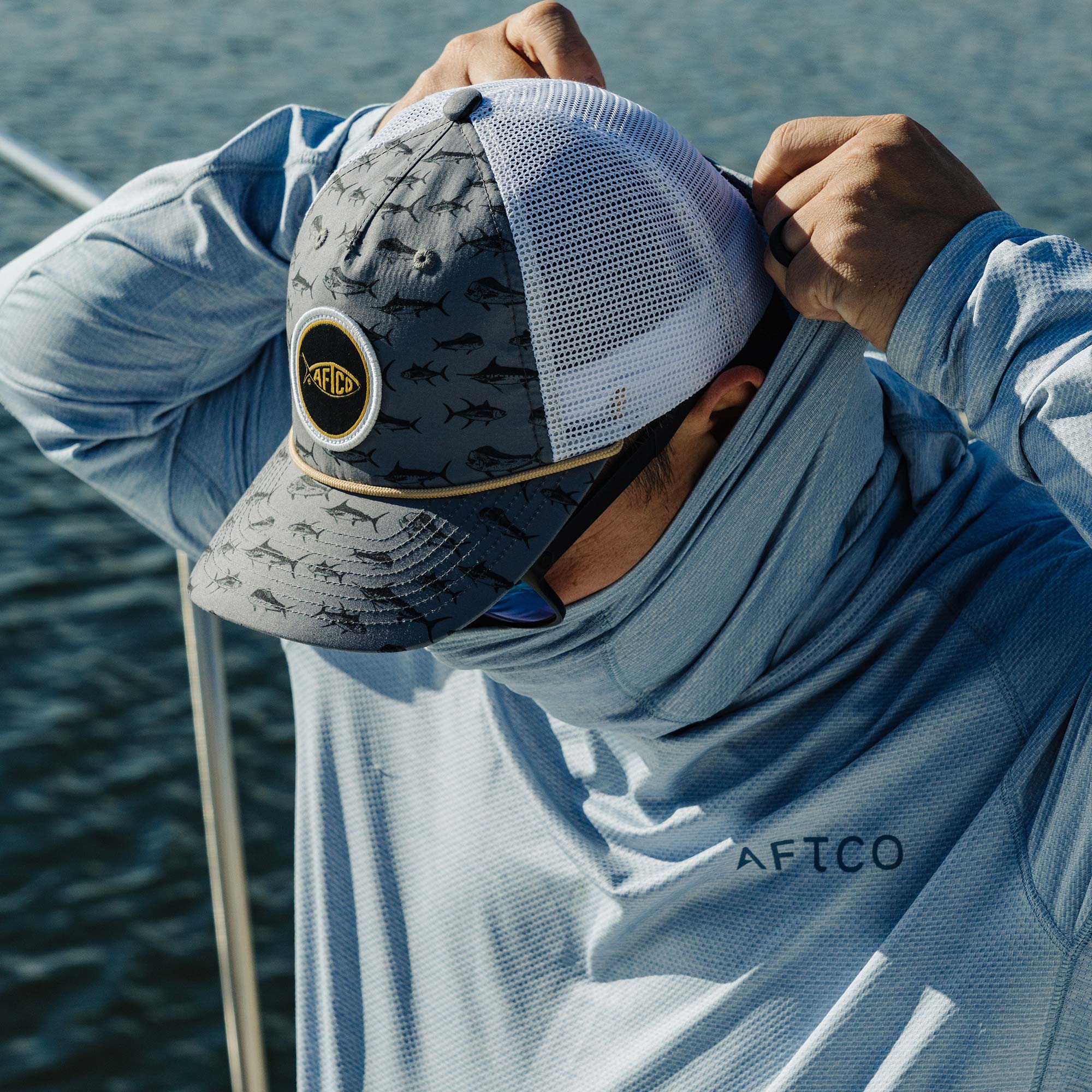 G&F Co. SAILOR HAT インディゴ Big 3 Fishing Trucker Hat | AFTCO