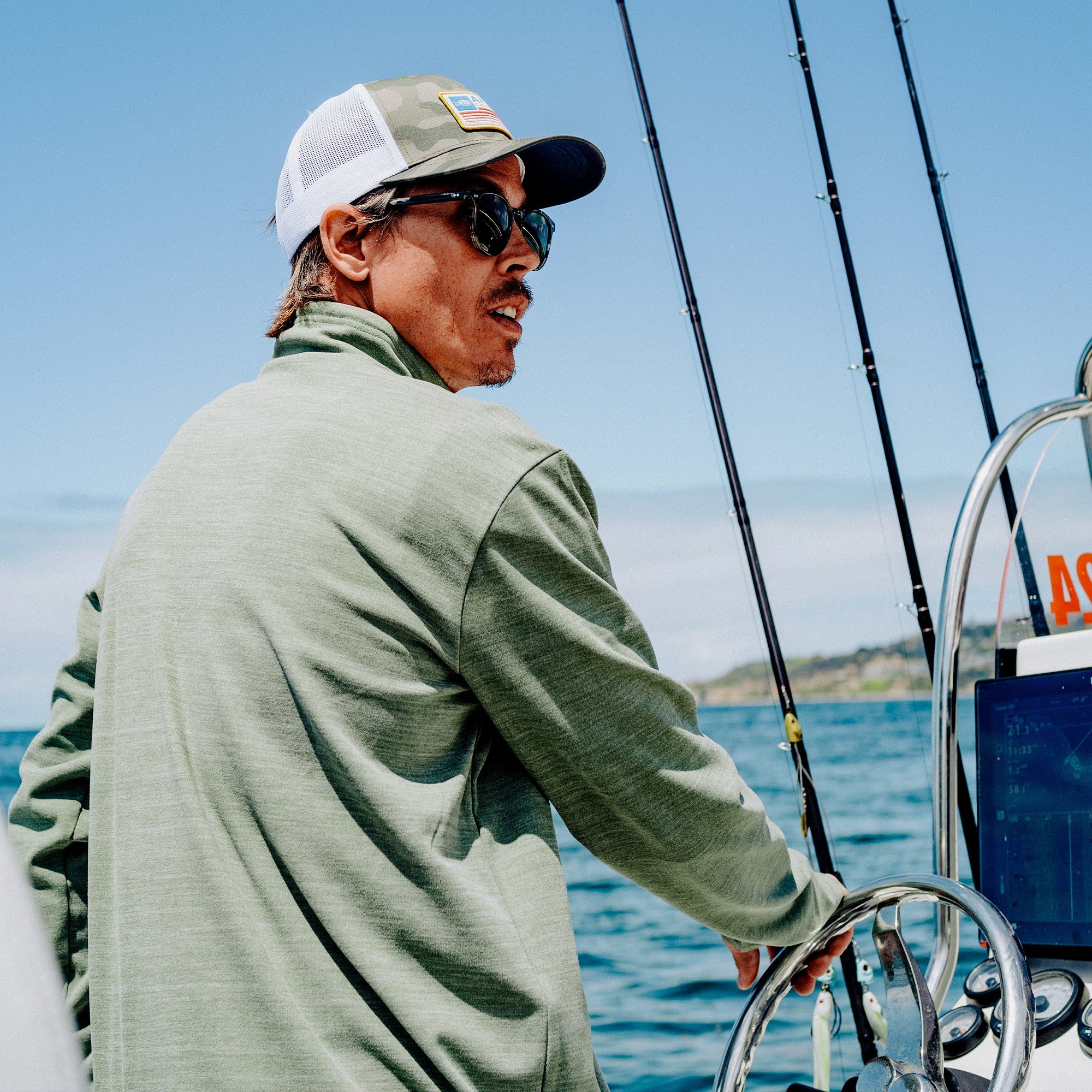 「AFTCO VISTA 1/4 ZIP LS L」アフコ フリース Coastal Layer 1/4 Zip Fishing Pullover | AFTCO