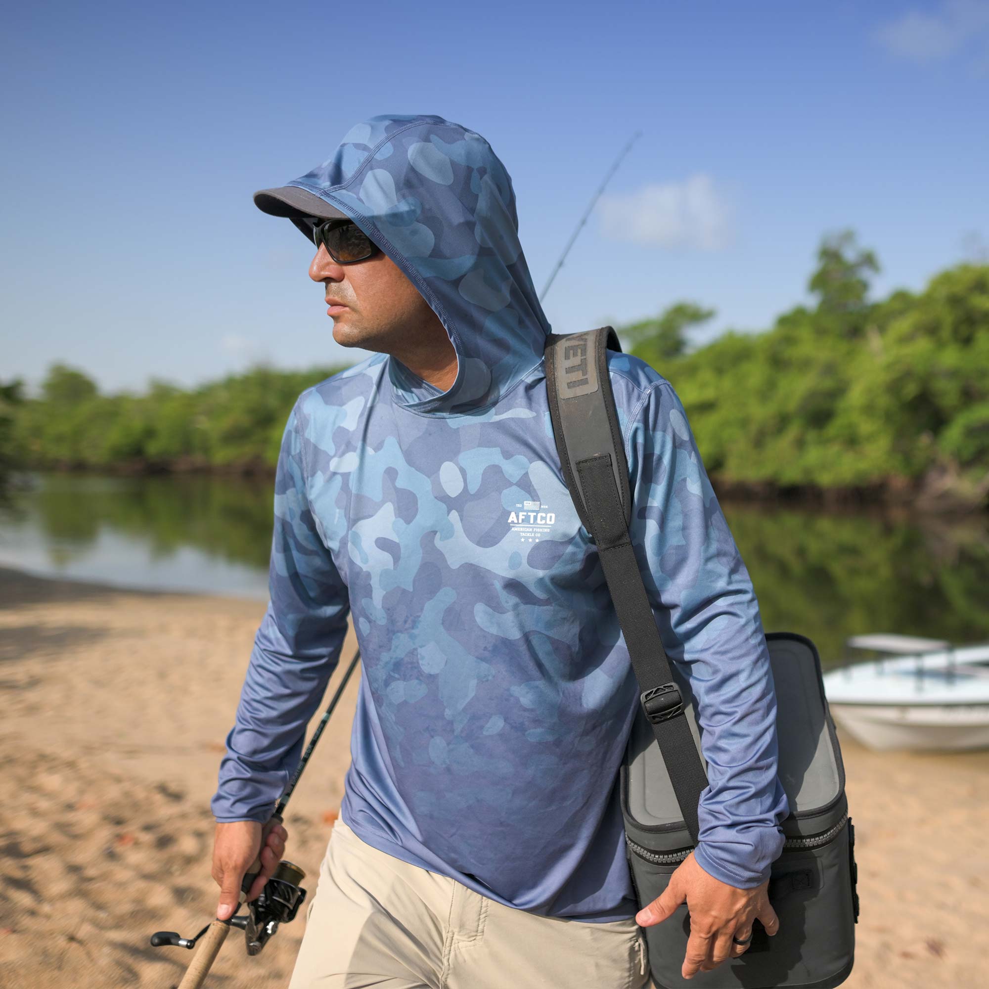 OG Camo UVX LS Hooded Fishing Shirt | AFTCO