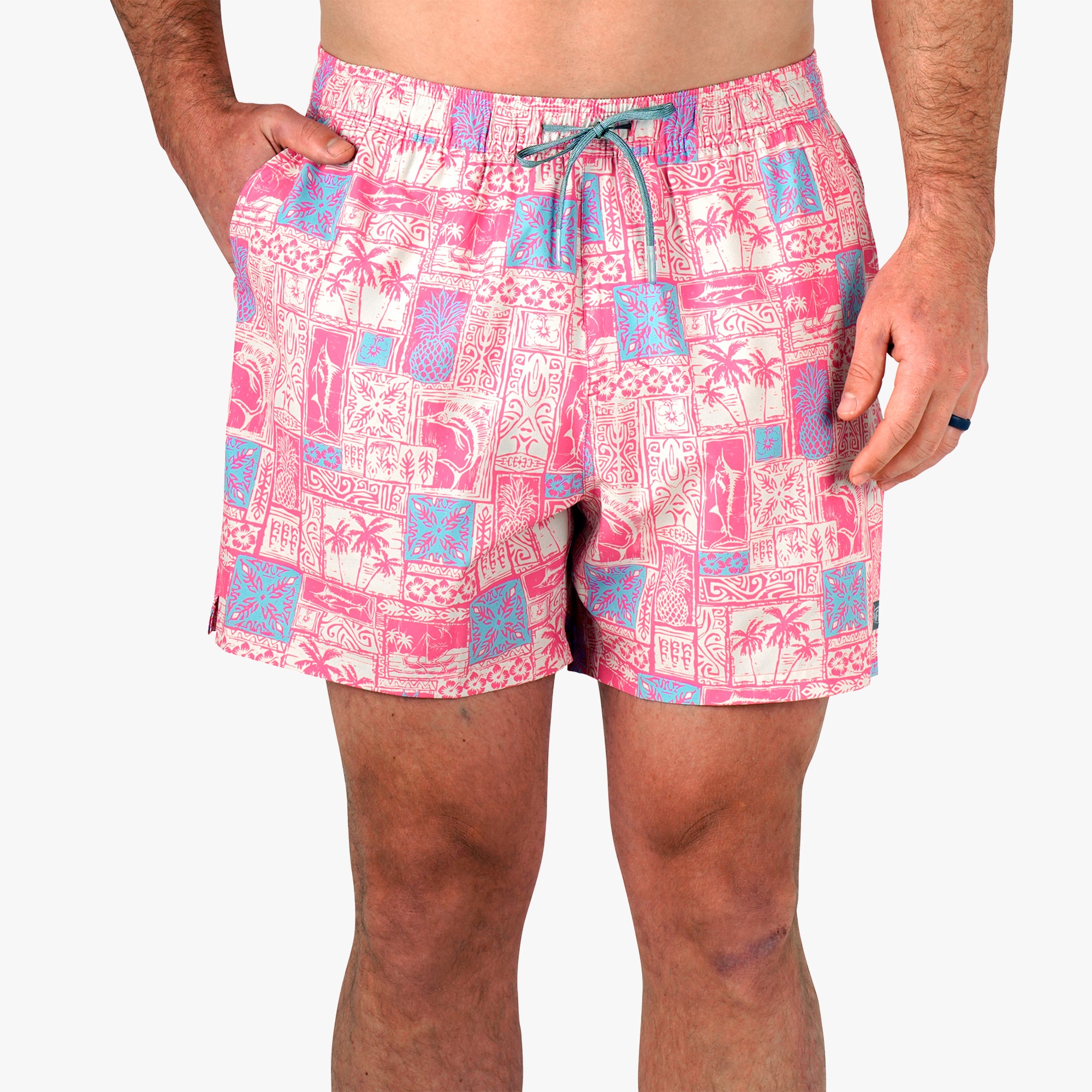 Strike Printed Swim Trunks | Flamingo Pink – AFTCO
