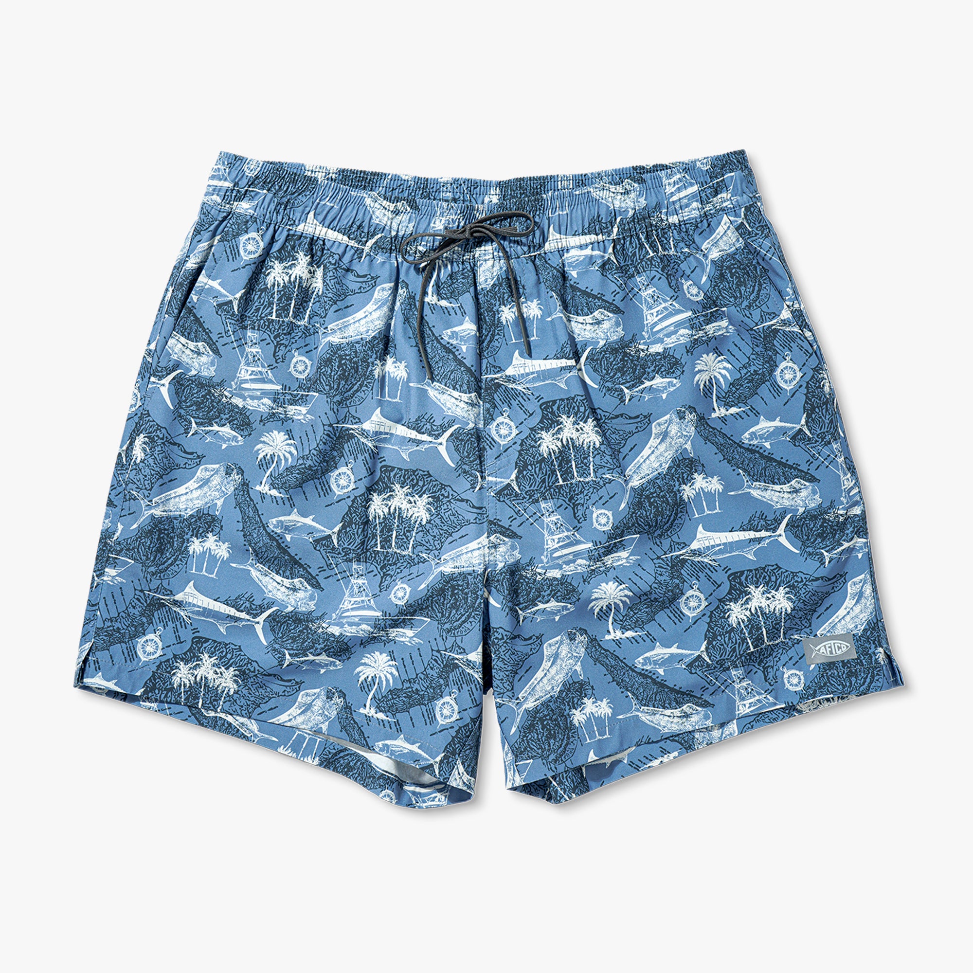 Strike Printed Swim Trunks | Deep Navy – AFTCO