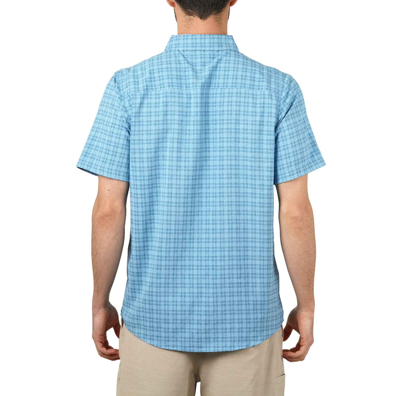  AFTCO Sirius Short Sleeve Button Down Shirt - S - Nautical Blue  : 服裝，鞋子和珠寶