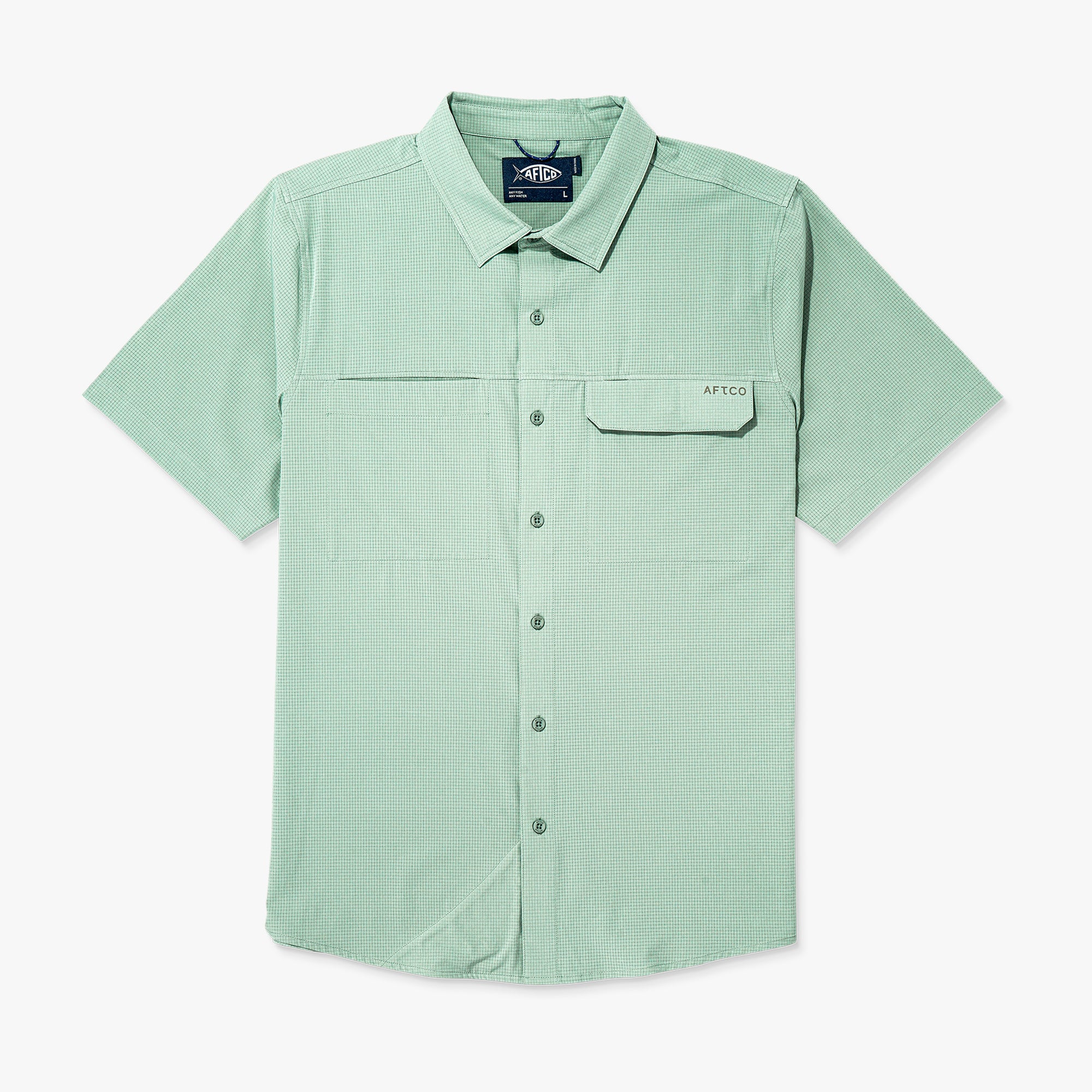 Kiton シャツジャケット　ミントグリーン Air O Mesh SS Button Down Fishing Shirt | AFTCO