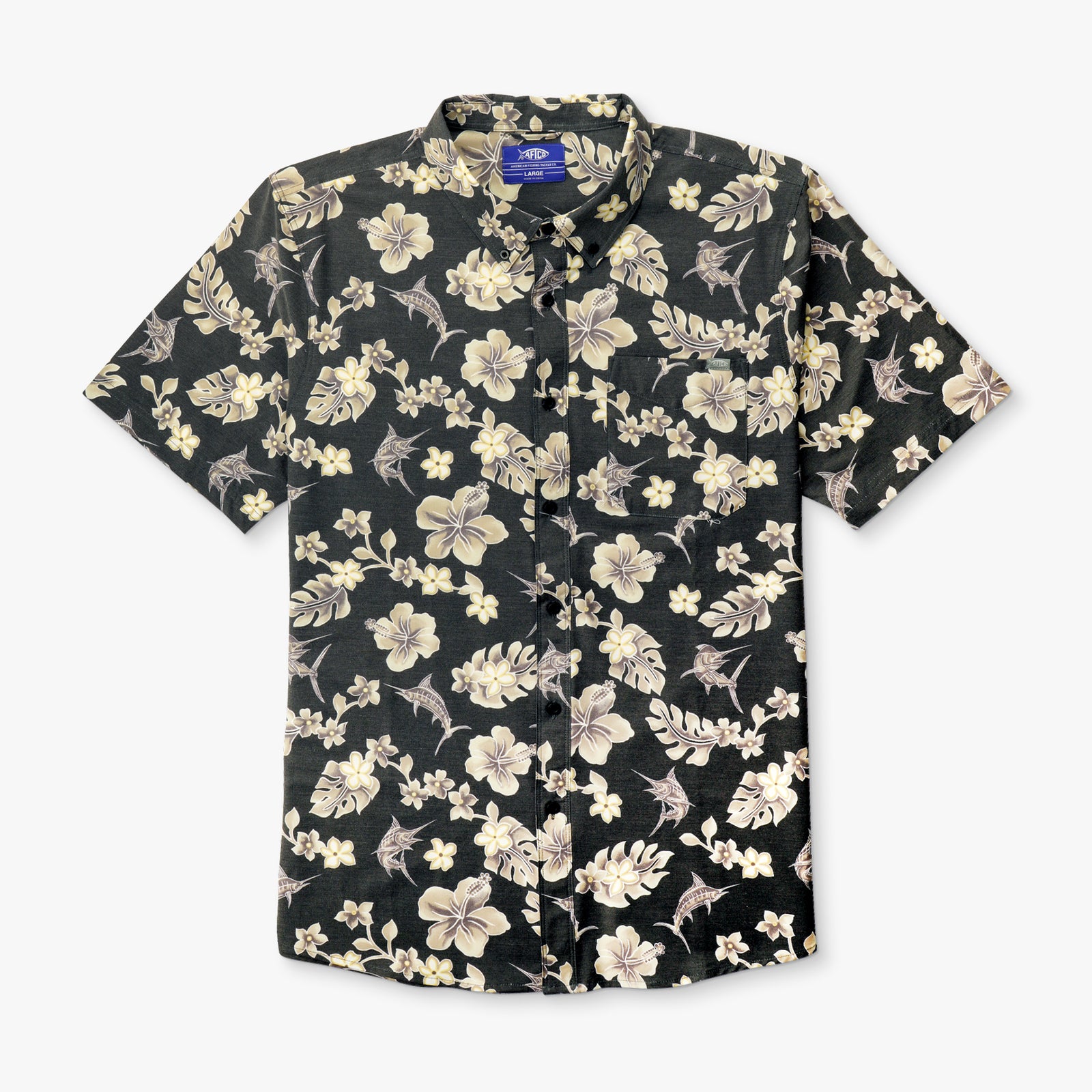 Boatbar Printed Button Down Fishing Shirt Black – AFTCO