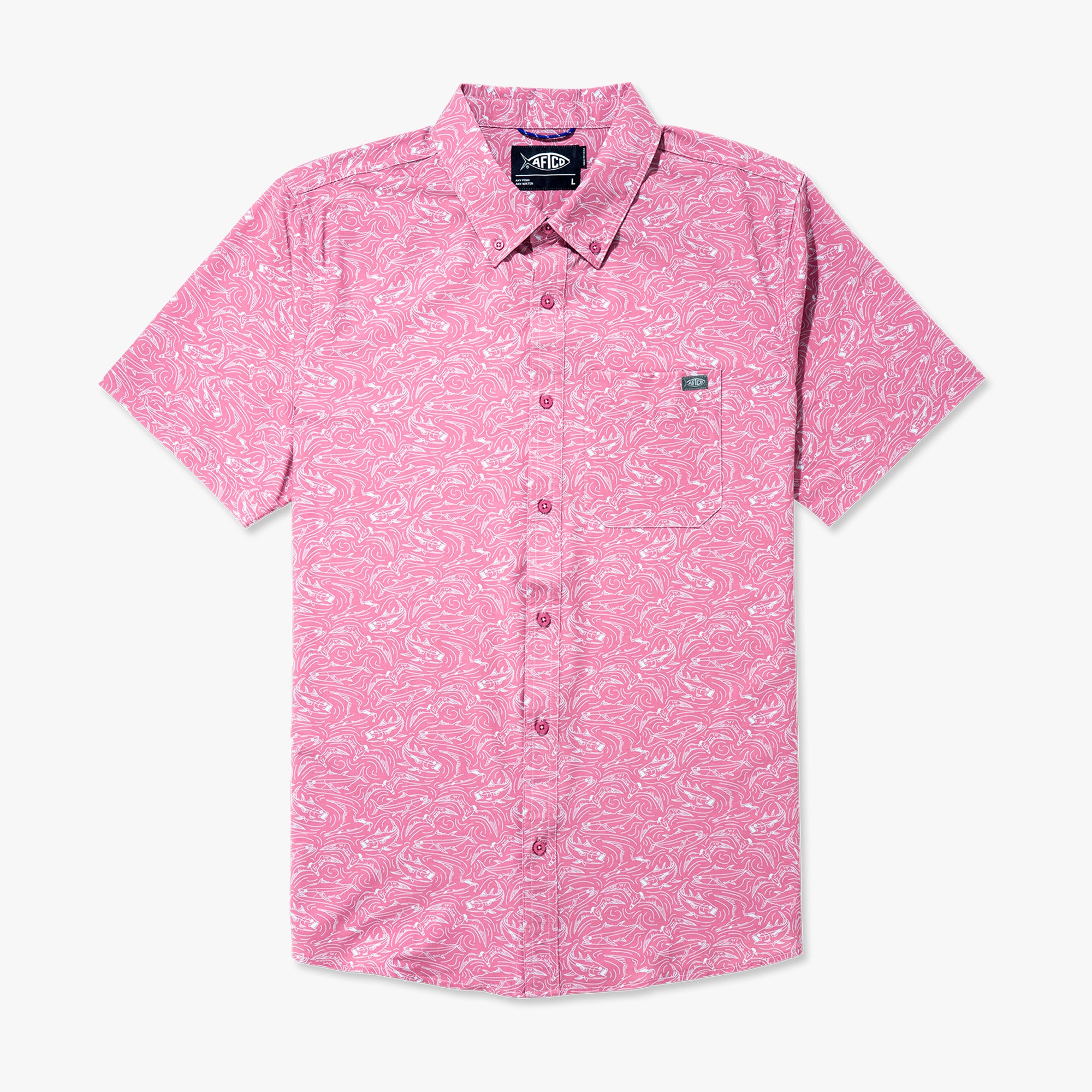Boatbar Printed Button Down Fishing Shirt | Wild Rose – AFTCO