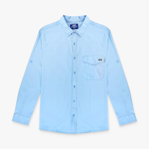Chemise De Pêche Homme AFTCO Palomar Tech – Manches Courtes – Bleu Littoral – Taille S – Neuve