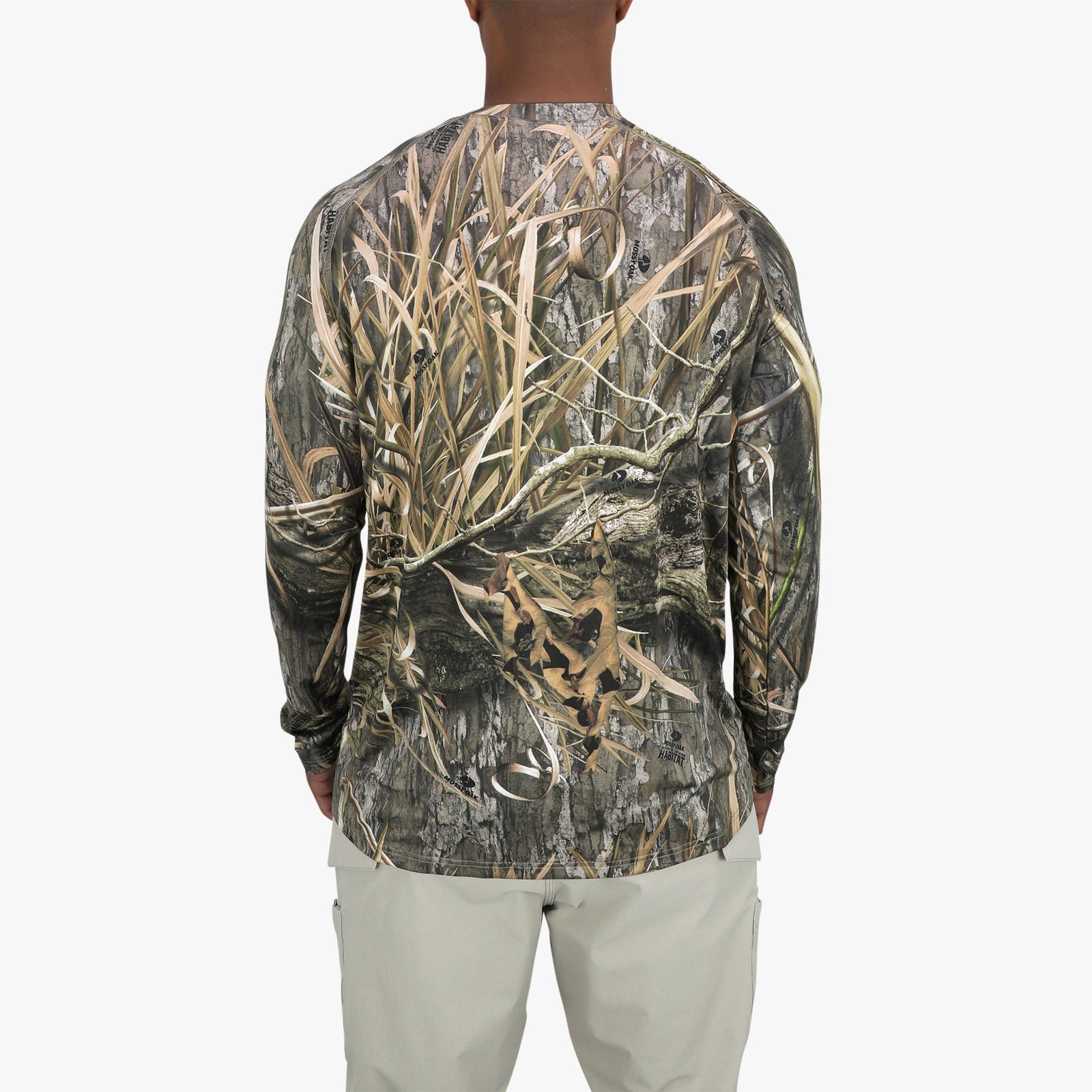 Tee Shirt Chasse Mossy Oak Herren Men's Camo Long Sleeve Performance Tech Tee Hunting Shirt Langärmelig, Aufbruchland, Medium Vetement Chasse Homme