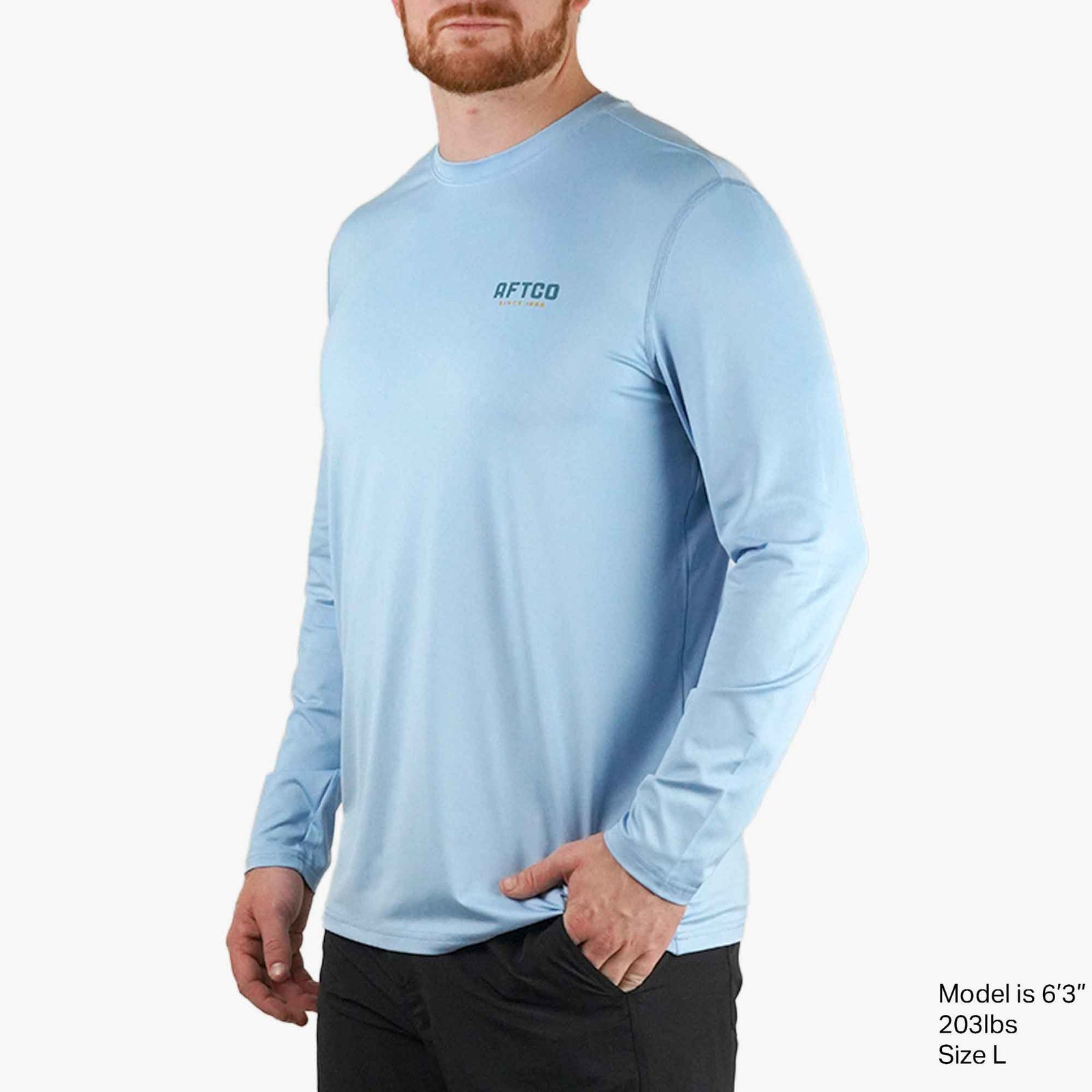 T-shirt AFTCO Pêche Homme – Bleu, Manches Longues – Taille S – Performance