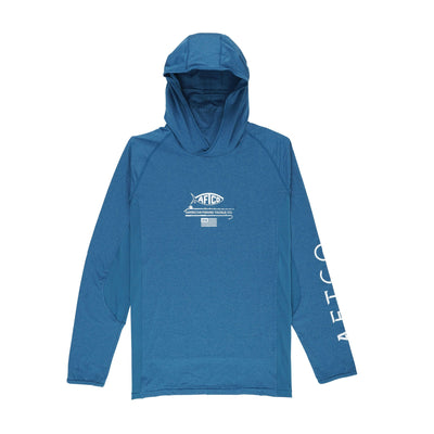 Sky Blue Shades Long Sleeve Custom Hooded Fishing Shirts | YoungSpeeds No Mask
