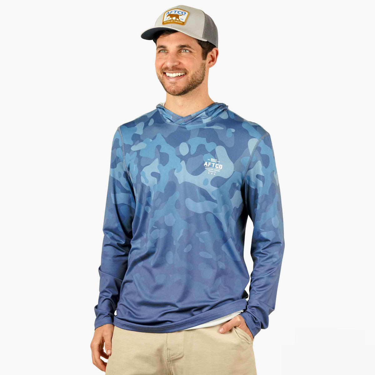 OG Camo UVX LS Hooded Fishing Shirt | AFTCO