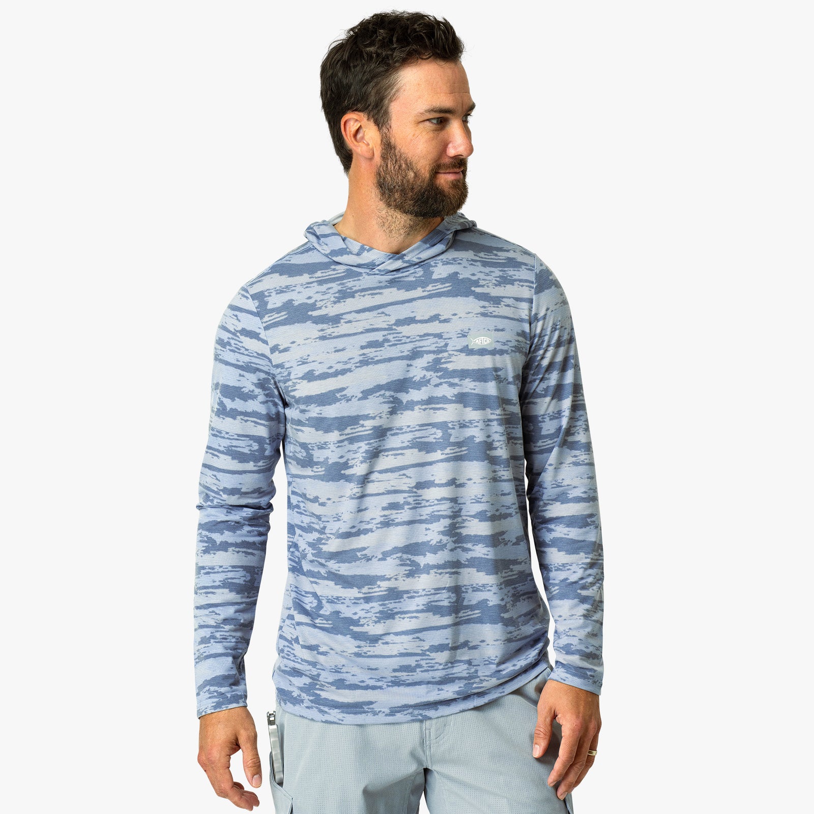 Chemise De Pêche Aftco Aftech Performance – Homme Petit, Bleu Camouflage, Légère