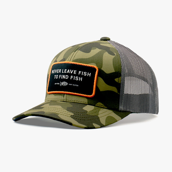 af fish hook monogram cap Hat (Camo) Hook'd Up this hat adds a touch of personality and flair to your daily look Embroidery, Fish Hook Hat, Fishing