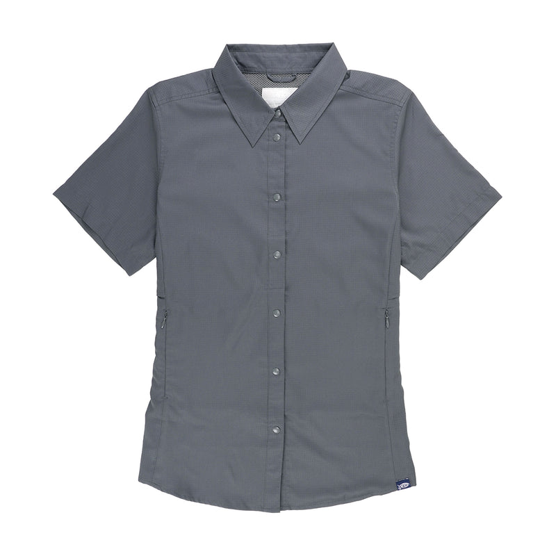 AFTCO Women's Wrangle Short Sleeve Button Down Shirt Charcoal / Medium