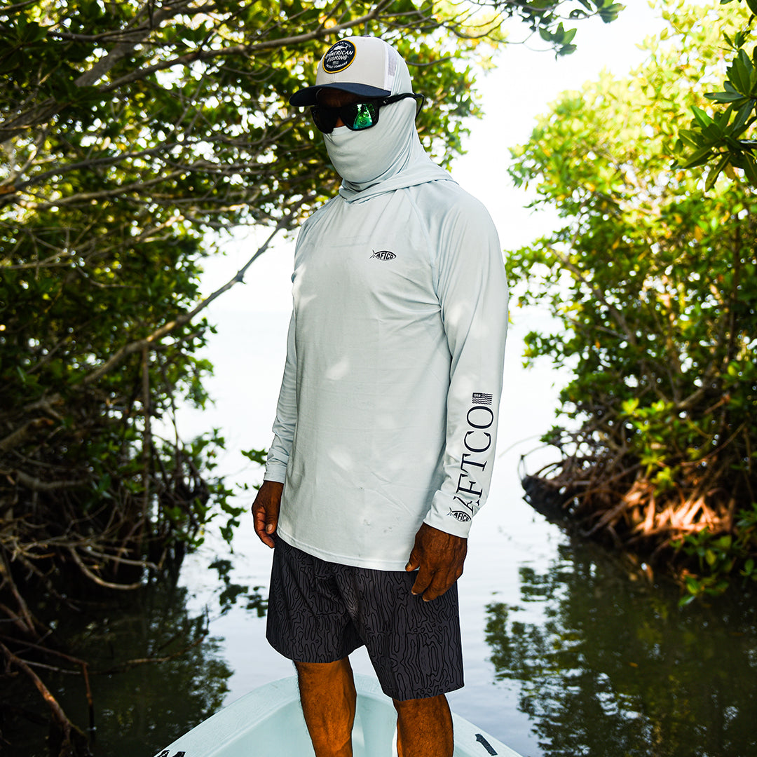 Air O Mesh Hooded Fishing Shirt | AFTCO / Ocean Wave Heather / S