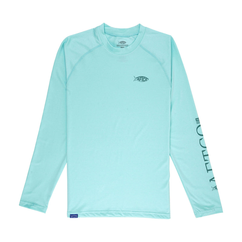 AFTCO Youth Yurei Air-O Mesh Breathable LS Performance Fishing Shirt / Bahama Heather / L
