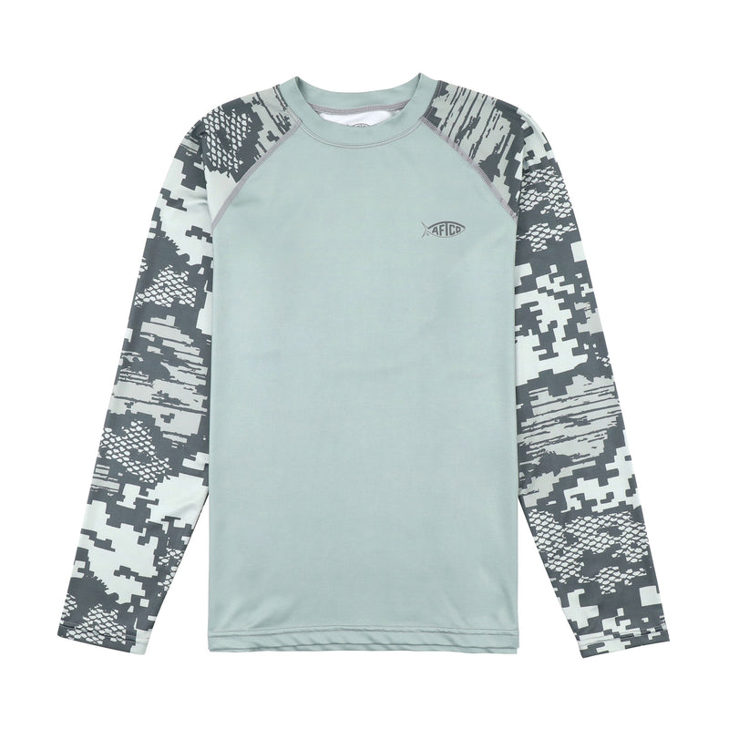 AFTCO Youth Tactical Camo LS Performance Shirt / Light Gray Digi Camo / XL