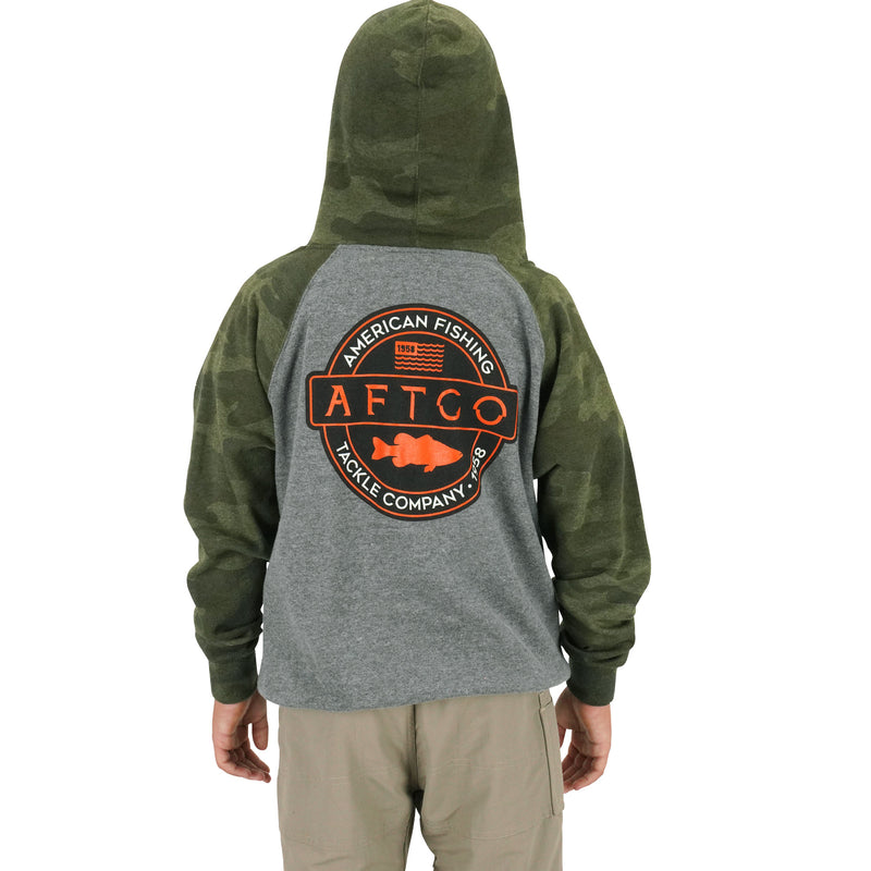 AFTCO Bass Patch Youth Hoodie Forest Camo / Medium