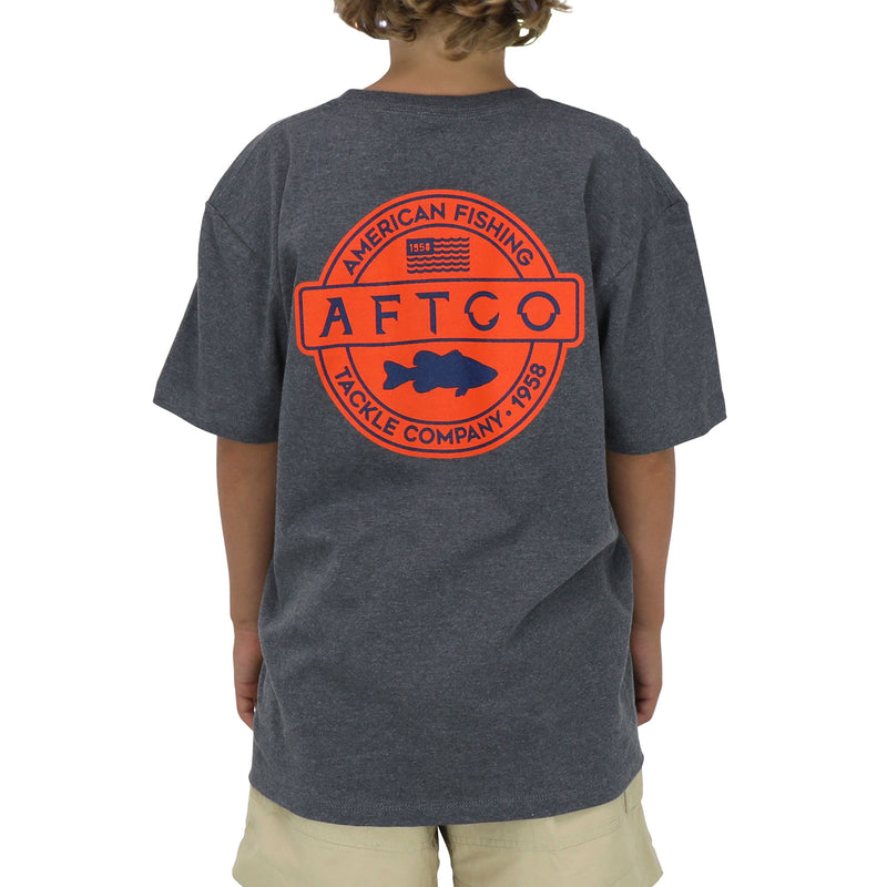 AFTCO Youth Bass Patch SS T-Shirt - Neon Sky Blue Heather - M