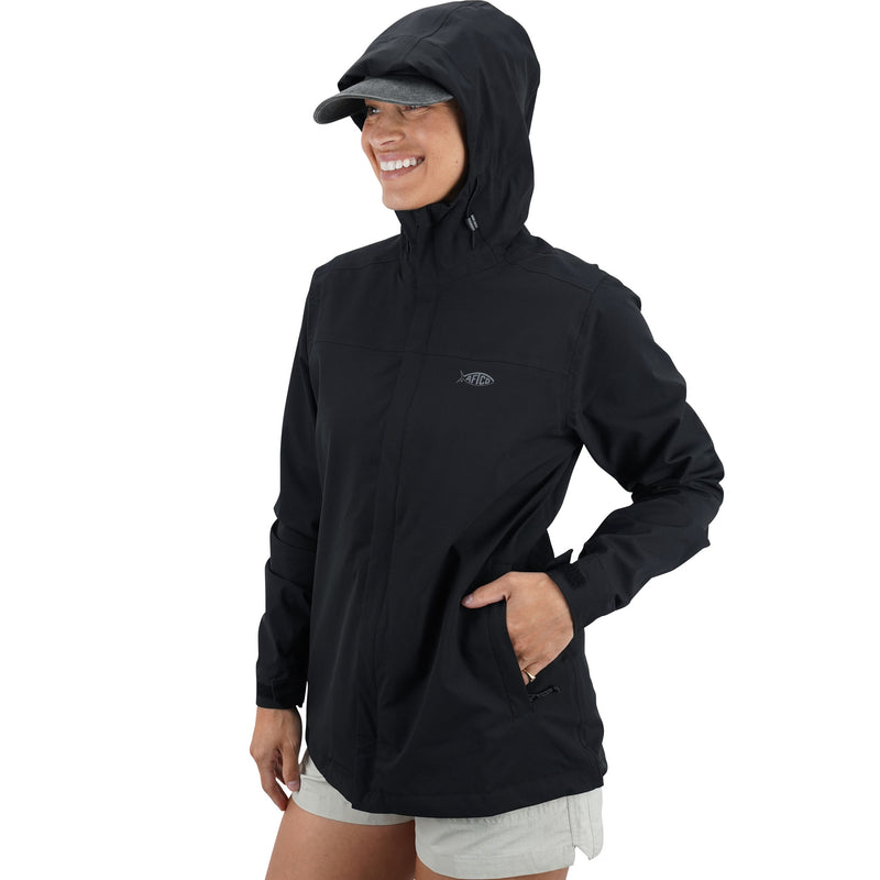AFTCO Women's Transformer Packable Shell Jacket / Black / M