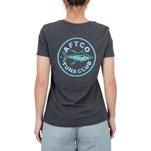 AFTCO Women's Tuna Club SS T-Shirt - Dark Gray Heather - L